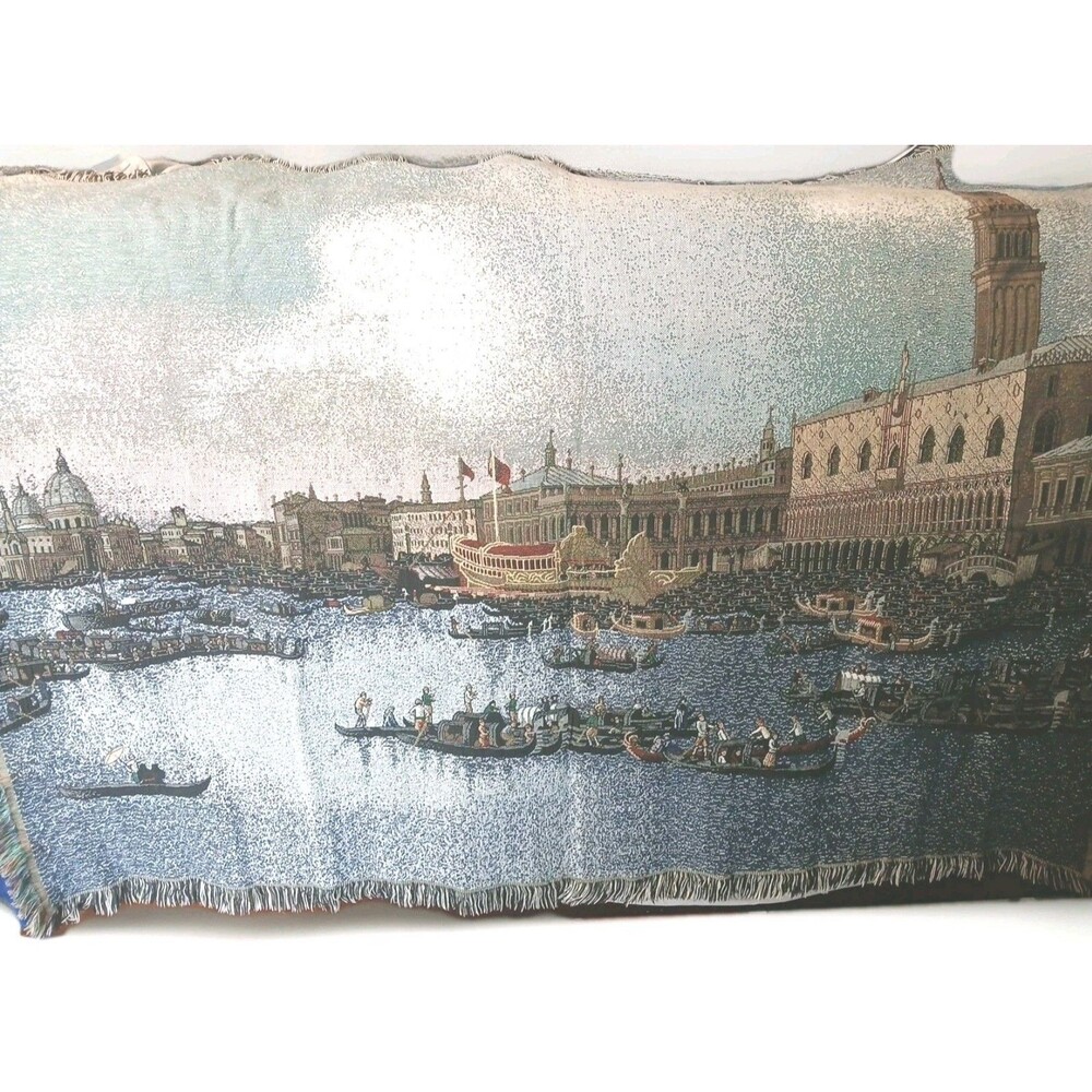 Venice Canal Woven Throw Blanket Fringe Tapestry Wall Hanging 65 x 48 in